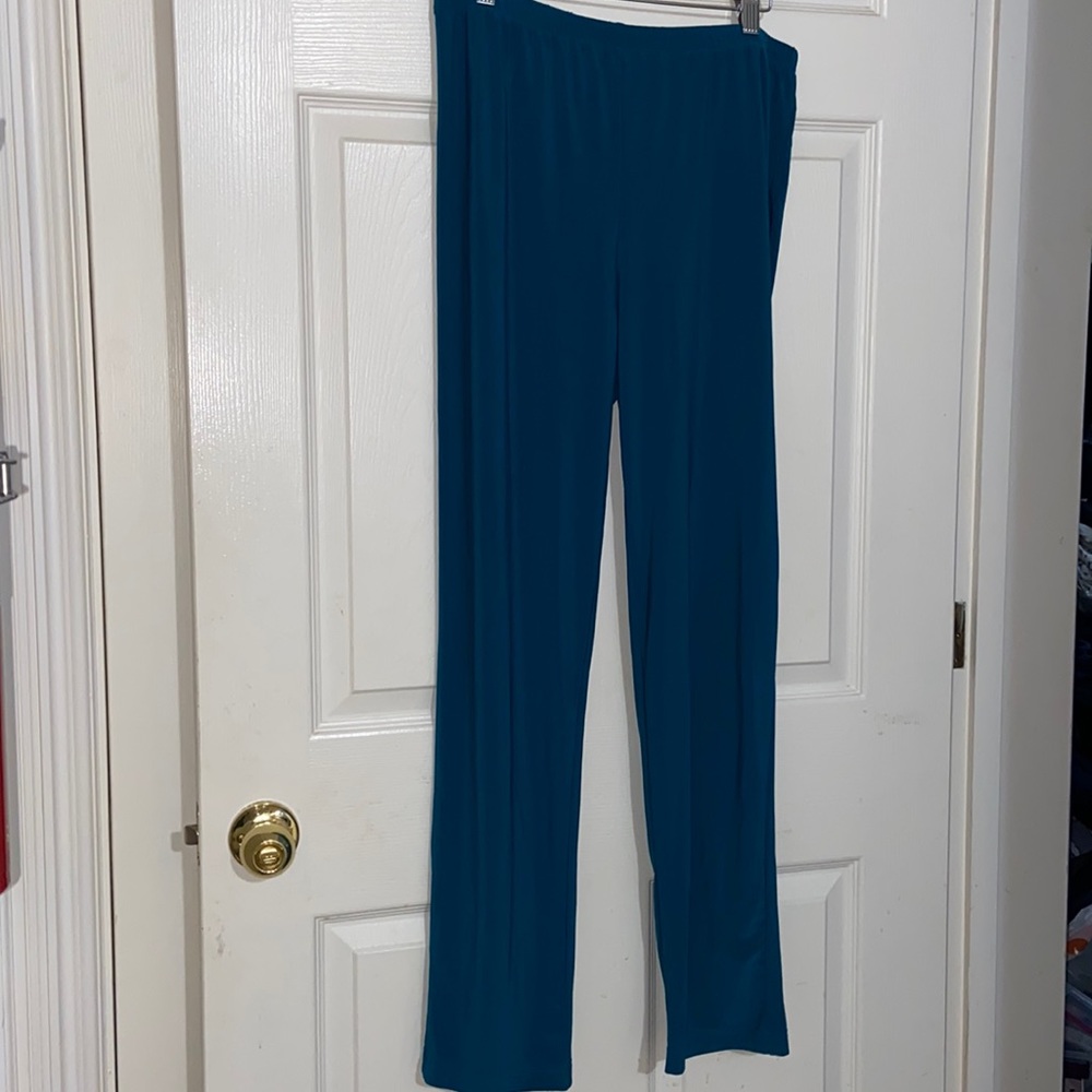 Nina Leonard Turquoise Pull-On Pants Large